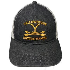 Three In Trucker Hat Black One Size Yellowstone Dutton Ranch Snapback Mesh Hat